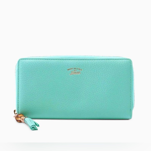 Gucci Bamboo Tassel Swing Leather Zip Around Long Wallet